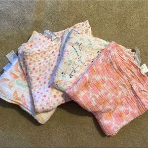 Aden + Anais Pink Muslin Swaddle Bundle of 4
